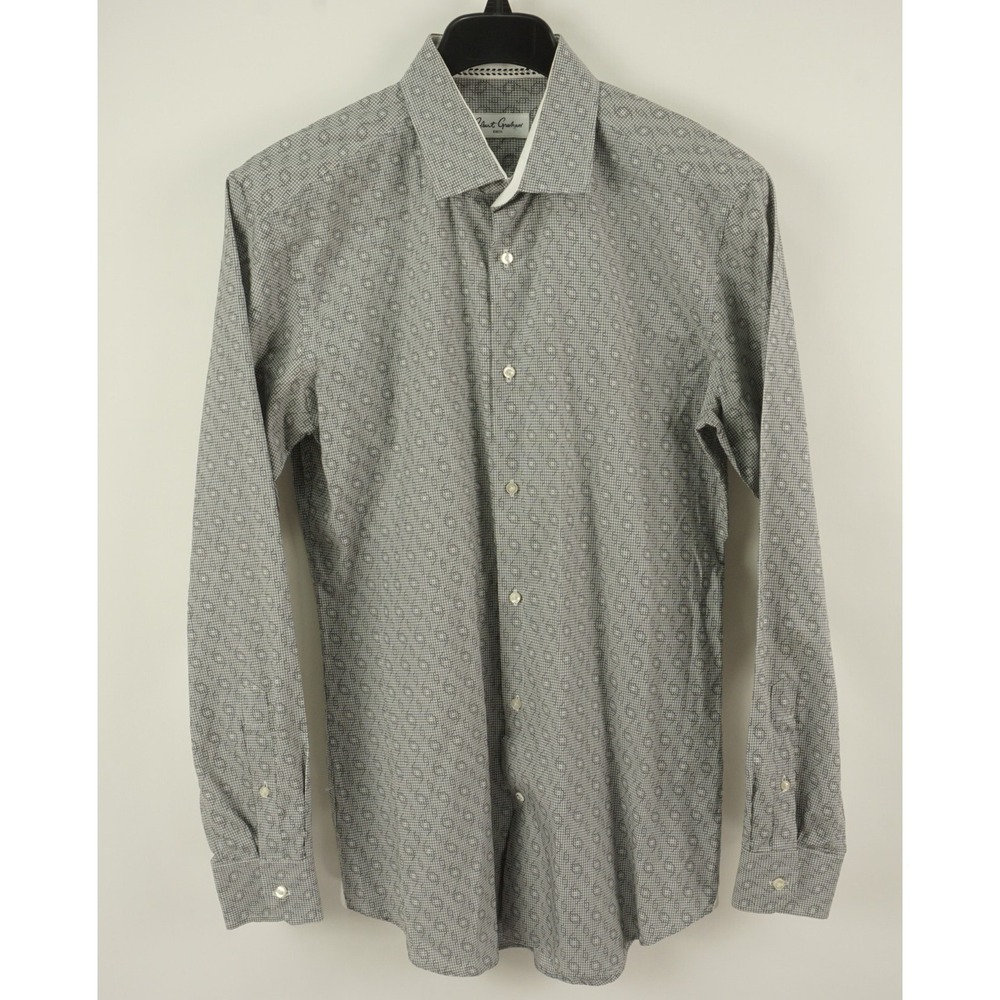Robert Graham Men's 16.5 Large Long Sleeve Slim‎ Gray Geometric Button Up Shirt